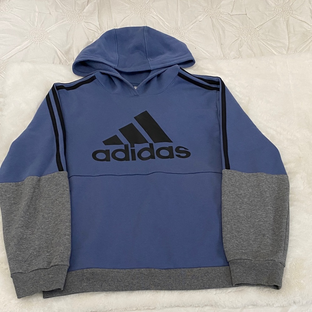 Adidas Kids Blue and Gray Hoodie XL (18-20)